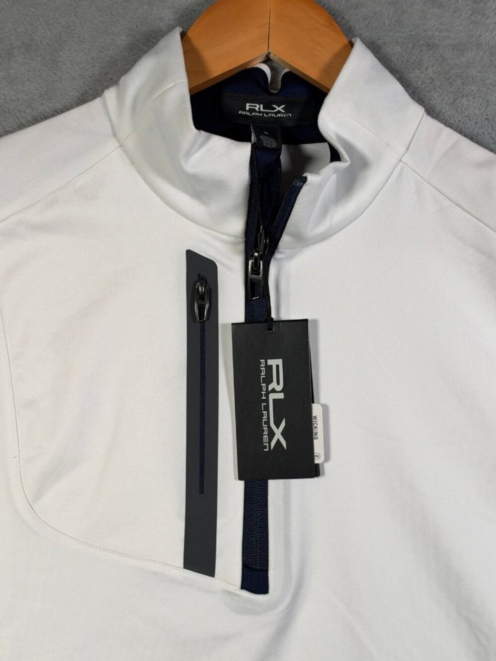 RLX Ralph Lauren Pullover Mens M White 1/4 Zip Stretch Jersey Performance Golf